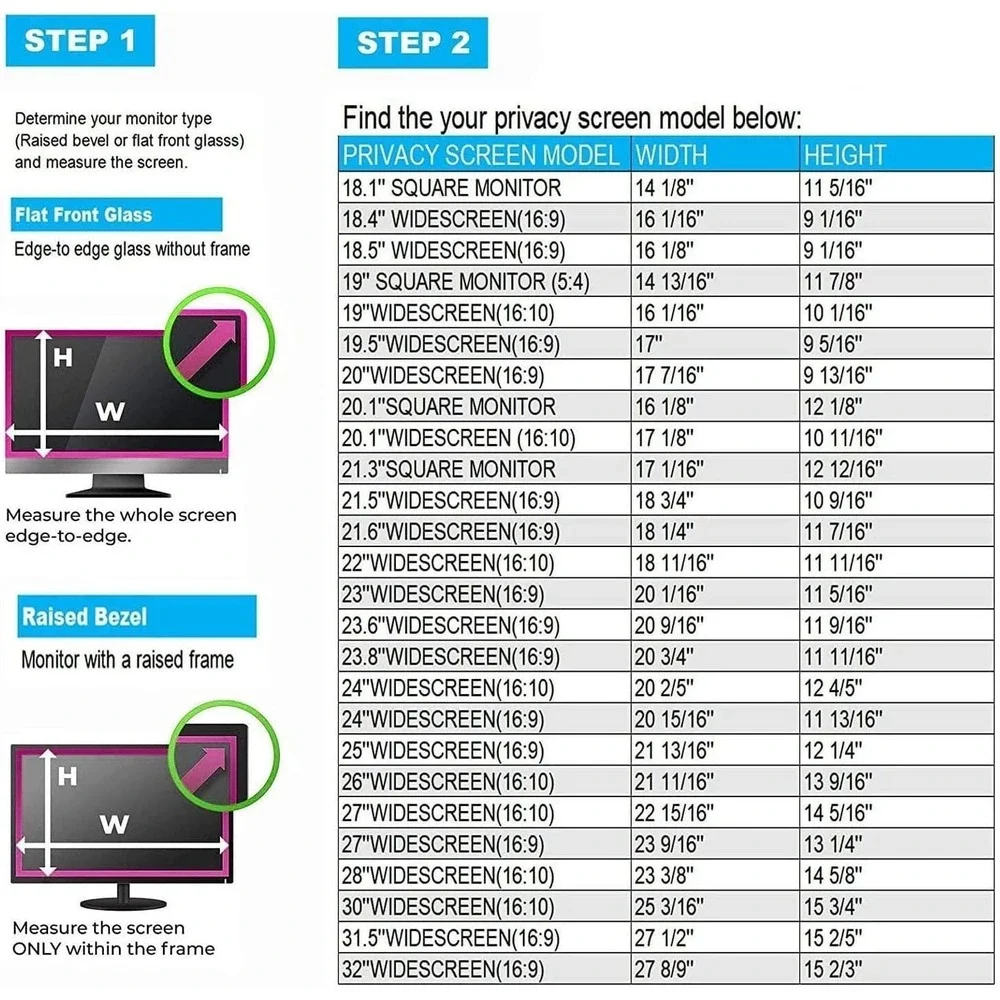 2x 24 Inch Anti-Glare Privacy Screen Filter for Monitor‎ – 16:9 UV Block